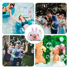 Máquina de burbujas forma conejo linda bubble party juguete mágico ideal para cumpleaños eventos y juegos al aire libre fiesta infantil creación burbujas - Blanco - Ver 6