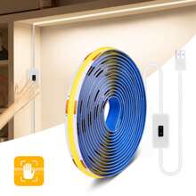 Tira de luz LED COB con sensor de gesto, control por USB 5V, flexible, cinta lineal de alta densidad, regulable, para iluminación trasera de TV, espejo y decoración