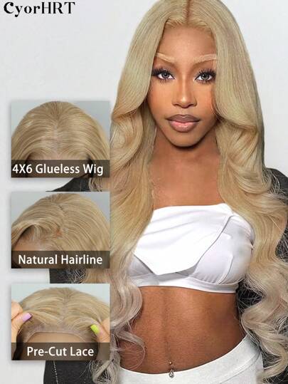 Synthetic 4X6 Glueless Wear And Go Lace Front Wigs Light Brown Color Glueless Lace Hair Women's Wig Yaki Body Wave Water Curly Wave Hair Wig For Women Wear Daily Party Holiday And Music Festival Glueless Lace Front Wigs