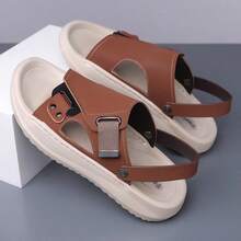 Men's Adjustable Convertible Sandals Slides, Comfortable Cushioned Footbed With Pivoting Heel Strap, Anti-Skid Thick Sole For Summer Outdoor Beach Walking