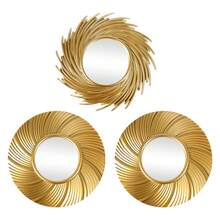 3pcs Plastic Vintage Gold Wall Mirrors, Home Decor With Hanging Hooks, Also Available Vintage Sunflower Pattern Decorations, Suitable For Living Room, Bedroom, Dining Room, Back To School Room Decor And Study Supplies - Multicolor - View 16