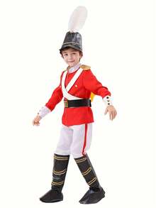 Kids Four Piece Set Of Handsome Toy Soldier Costume Suitable For School Activities Holiday Performances Wear Carnival Parties Costume