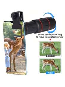 18X High Definition Zoom Lens Attachment With Clip, Rubber Material, Zoom Lens Accessory For Outdoor Photography, Compatible With IPhone, And More Smartphones