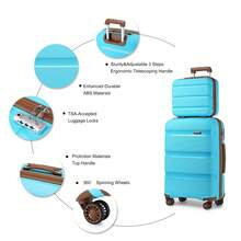 Hard-Shell Suitcase Set 14/20/24/28 Inches With Beauty Case – 4-Piece Trolley Suitcase Set Made Of Polypropylene With TSA Lock, 360° Wheels And Telescopic Handle – Also Available As Individual Suitcase - 淺藍色 - 查看 5