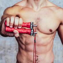 WOD Nation Attack Speed Jump Rope : Adjustable Jumping Ropes : Unique Two Cable Skipping Workout System : One Thick And One Light 11 Foot Cable : Perfect For Double Unders : Men And Women - Red - View 4