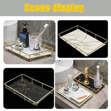 Metall Badezimmer Eitelkeit Kosmetikbox Lagerregal Rack Waschbecken Licht Luxus Stil Desktop Tablett