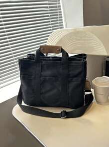 1PC Personalized Ins Multi-Compartment Mom Bag For Women, Multi-Functional Mother And Baby Bag Canvas Crossbody Bag, Large Capacity Embroidered Custom Letter Tote Bag, Fashionable And Versatile Portable Handbag For Moms To Go Out, Multi-Functional Diaper And Baby Bottle Storage Handbag With Stroller Hook Bag, Suitable For Daily Use, Can Be Given As A Gift To Family, Friends, Mother's Day Gift, New Mom Gift.