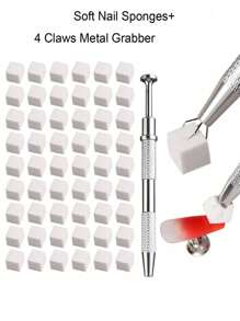 50 Stück Mini Schwamm Blöcke mit 4 Krallen Pinzette Greifer, Maniküre Nagel Malerei Gel Farbverlauf Färbung Schwamm Farbverlauf Nagel Gel Lack Werkzeuge, Nagel Zubehör, Nagel Werkzeuge, Nail Art Werkzeuge, Schulanfang, Nägel, Nagel Werkzeuge für Aufklebe-Nägel