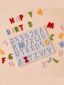 1 paquete de moldes de silicona 3D en relieve con letras del abecedario de la A a la Z, moldes de silicona para fondant, para decorar pasteles de cumpleaños, caramelos, chocolate y proyectos de manualidades DIY - Multicolor - Ver 3