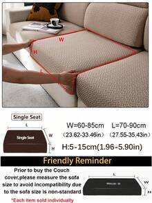 1pc Solid Color Elastic Sofa Cover, Boho Style Sofa Slipcover, Anti-Slip Anti-Cat Scratch Sofa Protector, Suitable For 1-4 Seat Sofas, Home Decor For All Seasons, Machine Washable - Khaki - View 14