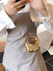 精致时尚迷你手提包，女士新款时尚多功能亚克力餐饮包，高档时尚斜挎包 - 金色 - 查看 5