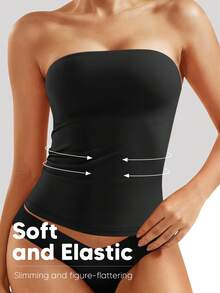 女性用セクシーチューブトップ Y2K 夏のベーシックタンクトップ外出用 - ブラック - チェックする 3