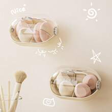 Boîte de rangement pour cosmétiques, accrocher au mur pour la maison, sans perforation, étanche et anti-poussière. Boîte de rangement multifonctionnelle pour houppettes et éponges de beauté