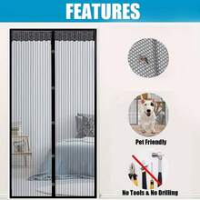 AIYYIPA 1 pieza Cortina de mosquitero magnética de rayas negras extra grande, diseño de encaje de verano, pantalla de puerta magnética, transpirable y fácil de instalar, adecuada para sala de estar, dormitorio, divisor de cocina, decoración de cortinas - Multicolor - Ver 11