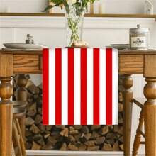 1 pieza Elegante Camino de Mesa a Rayas Rojo y Blanco - Estilo Campestre, Tela de Poliéster, Ideal para Cocina, Comedor, Fiesta, Decoración del Hogar, Tocador o Decoración de Sobremesa, Decoración de Mesa de Comedor - Rojo y blanco - Ver 14