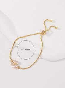 1 Stück verstellbares Armband in Blumenform aus Kupfer & Zirkonia Steinen, geeignet für Damen für den täglichen Gebrauch, Dates, Partys