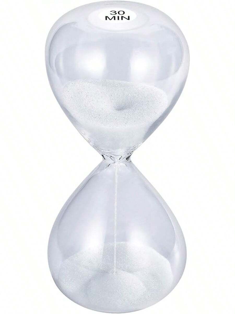 SuLiao Sand Timer 3 Minute ,Turquoise Sand Clock,Large Sand Watch 3 Min,Colorful Biloba Puff Minimalist Hour Glass Sandglass For Home,Desk,Office Decorative - White - View 1