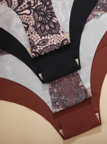 10 piezas Bragas triangulares de mujer con estampado floral sin costuras, ropa interior femenina cómoda y casual