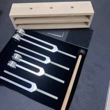 Ear Cleaning Professional Tuning Forks Therapy Set - 128Hz, 512Hz, 432Hz, 256Hz Yoga And Meditation Body-Weight Tuning Forks - Frequency Relaxation Device With Suspension Frame