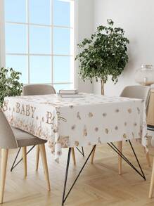 1 Stück 130*220cm, "Hey Baby Boho Babe" Duschthema Tischdecke, "Oh Baby" Text braun Blumen Umrandung Dekorationsmuster Gender Enthüllungsparty Einweg-Tischdecke, Babymoon Party Deko Tischdecke, Willkommen Baby Party Deko, Gender Enthüllungsparty Zubehör, Baby Dusche Geschenk, Babe Dusche Deko, Gender Enthüllungsparty Deko, Küchendekoration, Gender Enthüllungsparty Gastgeschenk