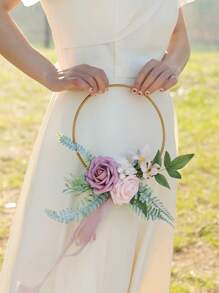 Hochzeit Gold Reifen Brautjungfern Blumenstrauß für Bridal-Shower, Zeremonie Jahrestag Kranz Tischdekorationen zum Aufhängen an der Wand