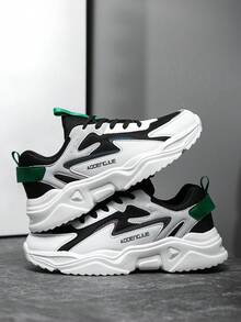 舒适复古黑色多功能男士减震运动鞋，时尚简约轻便系带运动户外跑步鞋，情侣鞋，适合搭配运动牛仔裤 - 黑色 - 查看 7