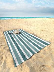 Grandes, douces et absorbantes serviettes de plage rayées pour couples - Tissu tricoté moderne, parfait pour les voyages, les vacances, la piscine et le camping - Disponible en marron et vert, serviette tricotée moderne absorbante, indispensable de voyage