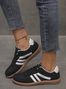 Women's Summer Flat Sport Shoes, Spring Autumn New Lightweight Casual Soft Bottom Non-Slip Splicing Color Outdoor Sneakers - Black New - View 4