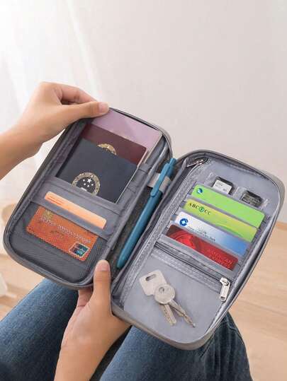 防水护照夹，男女通用多功能护照钱包，便携式旅行护照套，信用卡夹，适合飞机旅行、度假、返校季