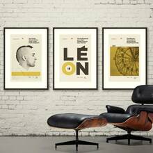 1 件纽约电影风格海报，艺术印刷海报热门电影系列 - 极简主义、中世纪现代、芥末黄、复古家居墙面艺术、黄色现代卧室客厅装饰无框艺术