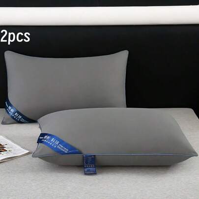 2 peças de travesseiros de cama de cor sólida (com enchimento), macios e agradáveis à pele, adequados para uso doméstico no quarto