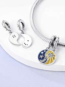 Silberplattiert Dekor Mond Sonne Stern Hufeisen Katze Stern Serie Anhänger Anhänger Kugel geeignet für Armbänder DIY Damen Schmuck