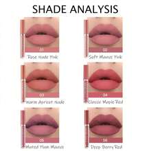 Matte Liquid Lipstick Set - 6 Colors A/B Collection, Long-Lasting Waterproof, Non-Fading, Soft Velvet Matte Lip Tint, Moisturizing & Non-Drying (Dark, Medium) - 設定 b - View 3