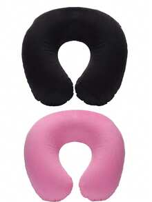 1 件旅行枕颈枕飞机枕旅行汽车家庭办公室旅行颈部飞行枕按扣带柔软套，U 型颈枕便携式学生成人枕头垫，学习时支撑颈部并保护颈椎（这是一款充气枕头）