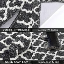 Alfombra de pasillo antideslizante, alfombra de piso de cocina, alfombras de pasillo con patrón geométrico, lavable a máquina, alfombra de área para entrada, baño - Negro - Ver 7