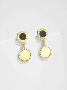 1 par de pendientes de aro elegantes con números romanos y adornos de perlas de estilo vintage minimalista para mujer, adecuados para usar en ocasiones casuales, fiestas, citas y uso diario