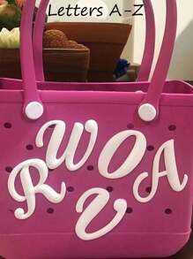 Custom Letter Charms For Decorative Letter Charms Alphabet Lettering Accessories Charms Insert Alphabet Lettering Accessories For Handbag Beach Tote Personalized 3D Printed Decorative A-Z Alphabet Letters Rubber Bag Rubber Tote Pin Beach Accessories Rubber Beach Bag