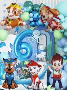 Paw Patrol Dog Patrol Geburtstags-Themen-Set, Ryder Archi Daily Flauschiger Aluminiumfolie Luftballon Kombination, Paw Patrol Geburtstags-Party Dekorationsartikel
