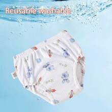 4 pièces Culottes de propreté pour garçons et filles, sous-vêtements d'entraînement conçus, couches d'apprentissage en tissu pour bébé, couches lavables et réutilisables, couches à poche respirantes et imperméables, en matière de polyester, convient aux bébés garçons et filles - Conception d'impression creuse