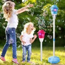 Bubble Stand Machine, Battery Included, 10pcs Bubble Liquid, Height 47 Inches Standing Automatic Bubble Maker For Kids, Outdoor Tall Bubble Generator With Lights, Rechargeable Standing Bubble Machine For Parties - Red - View 4