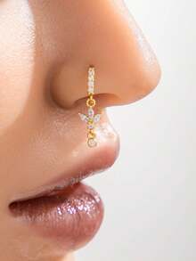 1pc Fashion Crown Pendant Zirconia Nose Ring Nose Piercing - Yellow Gold - View 6