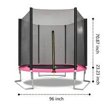 Cama elástica para exteriores de 8 pies con red de contención - Cama elástica recreativa de 8 pies para el patio trasero, patas en forma de L para una estabilidad extra - Rosa - Ver 5