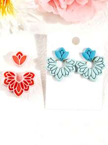 2 Stücke Frühlingsblumen-Ausstecher aus Polymer Clay, Boho Florale Ausstecher aus Polymer Clay für die Schmuckherstellung aus Polymer Clay, 3D-gedruckte Tonausstecher, Schmuckherstellungs-Werkzeug-Kits, Cut Out