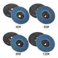 8 piezas de discos abrasivos planos de 3 pulgadas con granos 40/60/80/120, ruedas de lijado y desbaste de 75 mm para cortar madera y moler metal para amoladora angular - Azul - Ver 2
