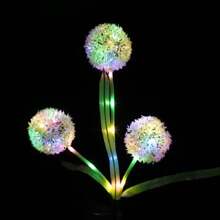 1 Peça Luz de Dente-de-leão de LED Alimentada por Energia Solar, 3 Cabeças de Flores Artificiais Multicoloridas com Efeito Luminoso para Jardim, Pátio e Decoração de Gramado - Perfeito para Festas e Temporada de Formatura, Luzes de Jardim Solares