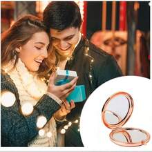 Gold Magnifying Compact Mirror Purse - 1x/2x Magnification Travel Makeup Mirror 2.76 Inch Double-Sided Folding Mirror,Cute Small Pocket Mirror,Travel Essentials - Rose Gold - View 10
