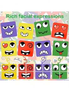 1 Pc Children's Game Toys-Face Changing Magic Cubes,Uzzle Game , Face Blocks Game Face Change Cube Game Expression Matching Block Puzzles Building Cubes Toy Puzzles Toy Family Board Games-Changing Game - 4-Player Wooden Puzzle For For Kids And Parents, Interactive Family Fun & Early Learning Toy,Suitable For All Kinds Of Children's Holiday Gifts,Games For Girls And Games For Boys - Multicolor - View 5