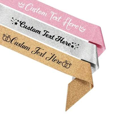1PC Personalized Birthday Sash Satin,Custom Sash Personalized Glitter Sash Party Accessory For Birthday Wedding Party Celebrations