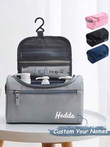 1pc Custom Name Toiletry Bag Personalised Monograms Travel Bag For Women Men Customized Hanging Cosmetic Organizer Water Resistant Makeup Bag For Accessories Toiletries Medium Size Large Capability Travel Essentials