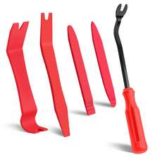 [Scratchless Auto Trim Tool] 5pcs Professional Auto Trim Removal Tool Kit - Scratchless Red Plastic Pry Tools Set, Durable PP Material - Ideal For Vehicle Interior Door Panel Clips And Fasteners, Fastener Extraction